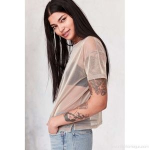 Silence + Noise Iridescent Shimmer Mesh Top